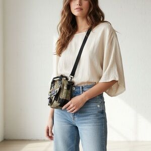 🆕 Doughnut Macaroon Tiny Tarzan Series Army X Black 1L Bag